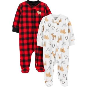 imageSimple Joys by Carters unisexbaby In 2pk Fleece Snp Santa TreesBuffalo CheckForest Animals