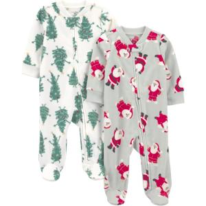imageSimple Joys by Carters unisexbaby In 2pk Fleece Snp Santa TreesSanta  Trees
