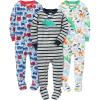 imageSimple Joys by Carters babyboys 3pack Snug Fit Footed Cotton Pajamas