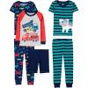 imageSimple Joys by Carters girls 6piece Snug Fit Cotton Pajama SetMulticolorCarsDogFiretruckStripe