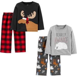 imageSimple Joys by Carters boys 4piece Pajama SetBlack ReindeerDark Grey Forest AnimalsGrey Polar BearBuffalo Plaid