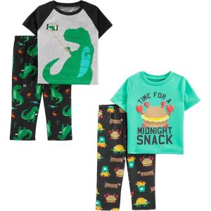 imageSimple Joys by Carters boys 4piece Polyester Pajama SetGreyGreenDinosaurFun Food