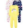 imageSimple Joys by Carters babyboys 3pack Snug Fit Footless Cotton PajamasNavy SpaceWhite DinosaurYellow Dots