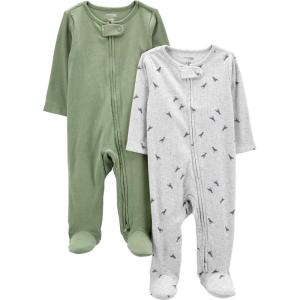 imageSimple Joys by Carters babyboys 2pack 2way Zip Textured Sleep and PlayGrey DinosaurSage Green
