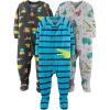 image:imageSimple Joys by Carters babyboys LooseFit Polyester Jersey Footed PajamasBlue AlligatorDark Grey Fun FoodGrey Trucks