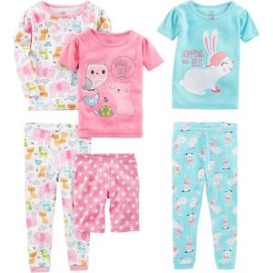 image:imageSimple Joys by Carters girls 6piece Snug Fit Cotton Pajama SetBunnyAnimals Green