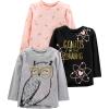 image:imageSimple Joys by Carters Baby Girls 3Pack Graphic LongSleeve TeesGeniusHorsesOwl Print