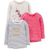 image:imageSimple Joys by Carters Baby Girls 3Pack Graphic LongSleeve TeesHeartsStripeUnicorn