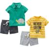 image:imageSimple Joys by Carters Baby Boys 4piece Playwear SetDark GreyGreen TurtleWhite StripeYellow Double Stripe