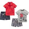 image:imageSimple Joys by Carters Baby Boys 4piece Playwear SetGrey FiretruckNavy Double StripeRed DogPlaid