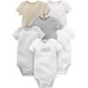image:imageSimple Joys by Carters BabyBoys 6Pack ShortSleeve BodysuitWhiteGrey