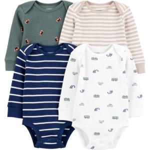 image:imageSimple Joys by Carters Baby Boys 4pack Longsleeve BodysuitBrown Football