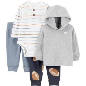 image:imageSimple Joys by Carters babyboys 4piece Bodysuit Top and Pant SetGray Hoodie Football