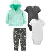 image:imageSimple Joys by Carters babygirls 4piece Jacket Pant and Bodysuit SetBlack DotsMint Green UnicornWhite SnowflakeFloral