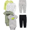 image:imageSimple Joys by Carters Baby 6piece Bodysuits Short and Long Sleeve and Pants SetMulticolorDinosaurRhinoStripeText Print