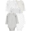 image:imageSimple Joys by Carters Baby 5pack Longsleeve BodysuitGreyWhite