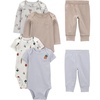 image:imageSimple Joys by Carters Baby 6piece Bodysuits Short and Long Sleeve and Pants SetBlue Veggie