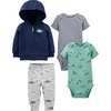 Dark Blue/Green/Grey Dinosaur/Navy Stripe