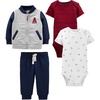 Grey/Navy/Red Stripe/White Sports