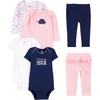 image:imageSimple Joys by Carters Baby Girls 6piece Bodysuits Short and Long Sleeve and Pants SetMulticolorDotsFloralHeartsTurtle