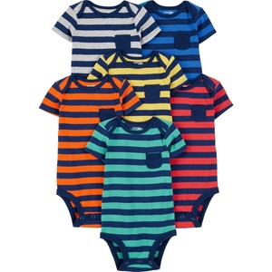image:imageSimple Joys by Carters Baby Boys 6Pack ShortSleeve BodysuitColor BlockRugby Stripe