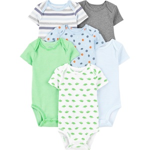image:imageSimple Joys by Carters Baby Boys 6Pack ShortSleeve BodysuitMulticolorDinosaurSportsStripe