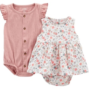 image:imageSimple Joys by Carters Baby Girls 2pack Sleeveless RompersPeachWhite Floral