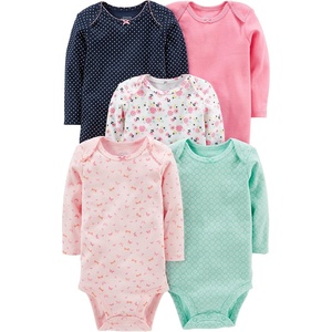 image:imageSimple Joys by Carters Baby Girls 5pack Longsleeve BodysuitMint GreenNavy DotsPinkButterfliesFloral