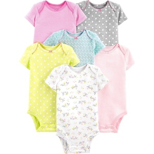 image:imageSimple Joys by Carters Baby Girls 6 Pack Short Sleeve BodysuitMulticolorDucksFloralPolka DotStripe
