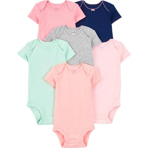 image:imageSimple Joys by Carters Baby Girls 6 Pack Short Sleeve BodysuitMulticolorSolid Colors
