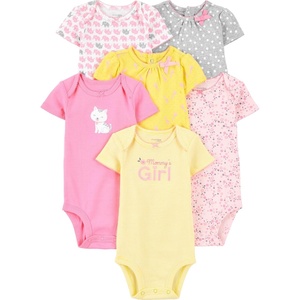 image:imageSimple Joys by Carters Baby Girls 6 Pack Short Sleeve BodysuitPinkYellow