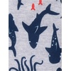 image:imageSimple Joys by Carters Baby Boys LooseFit Polyester Jersey Footed PajamasBlue ChameleonGrey SharkRed Stripe