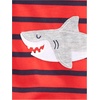 image:imageSimple Joys by Carters Baby Boys LooseFit Polyester Jersey Footed PajamasBlue ChameleonGrey SharkRed Stripe