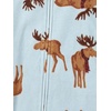 image:imageSimple Joys by Carters Unisex Child Holiday Loosefit Flame Resistant Fleece Footed PajamasBurgundy StripeLight Blue Moose