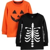 image:imageSimple Joys by Carters Unisex Baby 2Pack Holiday LongSleeve TeesHalloween Pumpkin PrintSkeletonblackorange