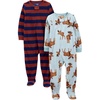 image:imageSimple Joys by Carters Unisex Child Holiday Loosefit Flame Resistant Fleece Footed PajamasBurgundy StripeLight Blue Moose