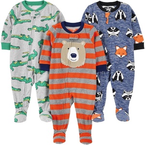 image:imageSimple Joys by Carters Baby Boys LooseFit Flame Resistant Fleece Footed PajamasBlue FoxGrey CrocodileOrange Bear