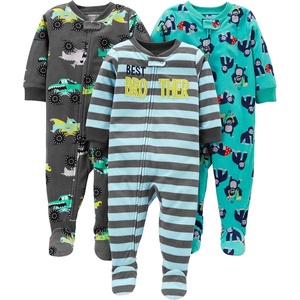 image:imageSimple Joys by Carters Baby Boys LooseFit Flame Resistant Fleece Footed PajamasDark Grey Monster TrucksLight Blue StripeTurquoise Blue Gorilla