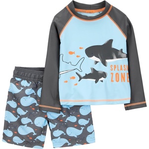 image:imageSimple Joys by Carters Baby Boys Swimsuit Trunk and Rashguard SetBlackSky Blue Whales