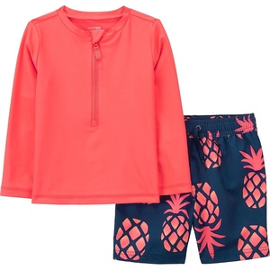 image:imageSimple Joys by Carters Baby Boys Swimsuit Trunk and Rashguard SetCoral OrangeNavy Pineapple