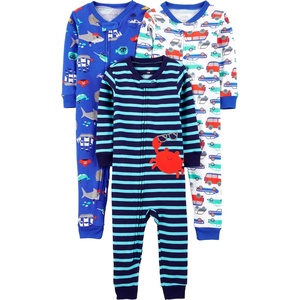 image:imageSimple Joys by Carters Babys 3 pack Snug Fit Footless Cotton PajamasBlue Sea LifeNavy StripeWhite Cars