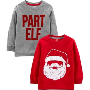 image:imageSimple Joys by Carters Unisex Baby 2Pack Holiday LongSleeve TeesRedGrey