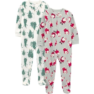 image:imageSimple Joys by Carters Unisex Child Holiday Loosefit Flame Resistant Fleece Footed PajamasSanta  Trees