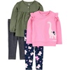 image:imageSimple Joys by Carters Girls 4 piece Playwear SetBlackNavy FloralOlivePink Dinosaur