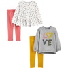 image:imageSimple Joys by Carters Girls 4 piece Playwear SetGrey LovePinkWhite FloralYellow Dots