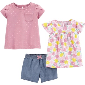image:imageSimple Joys by Carters Baby Girls 3piece Playwear SetDenimPink DotsWhite Floral