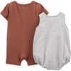 image:imageSimple Joys by Carters Baby Boys Button Rompers Pack of 2BrownGrey Stripe