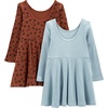 image:imageSimple Joys by Carters Girls 2Pack LongSleeve Dress SetBrown Animal PrintDusty Blue