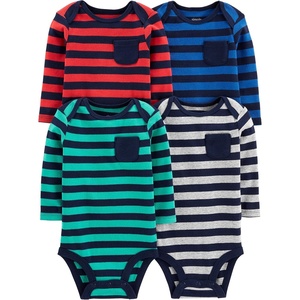 image:imageSimple Joys by Carters Baby Boys 4pack Longsleeve BodysuitBlueMint GreenGreyRed Stripe