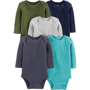image:imageSimple Joys by Carters Baby Boys LongSleeve Bodysuit Pack of 5BodysuitBlueGrey HeatherNavyOliveWashed Navy